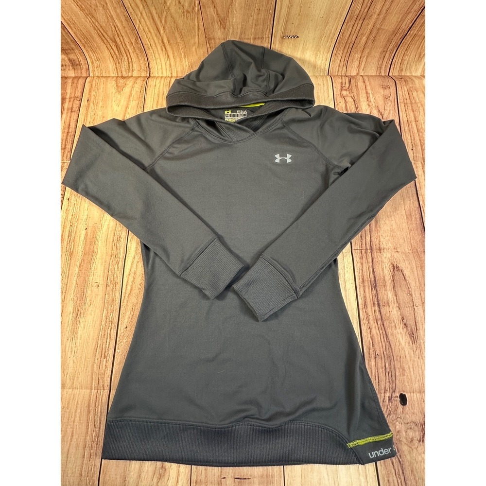 Under‎ Armour Womens Hoodie SM Gray ColdGear Catalyst Fitted Long Sleeve Running